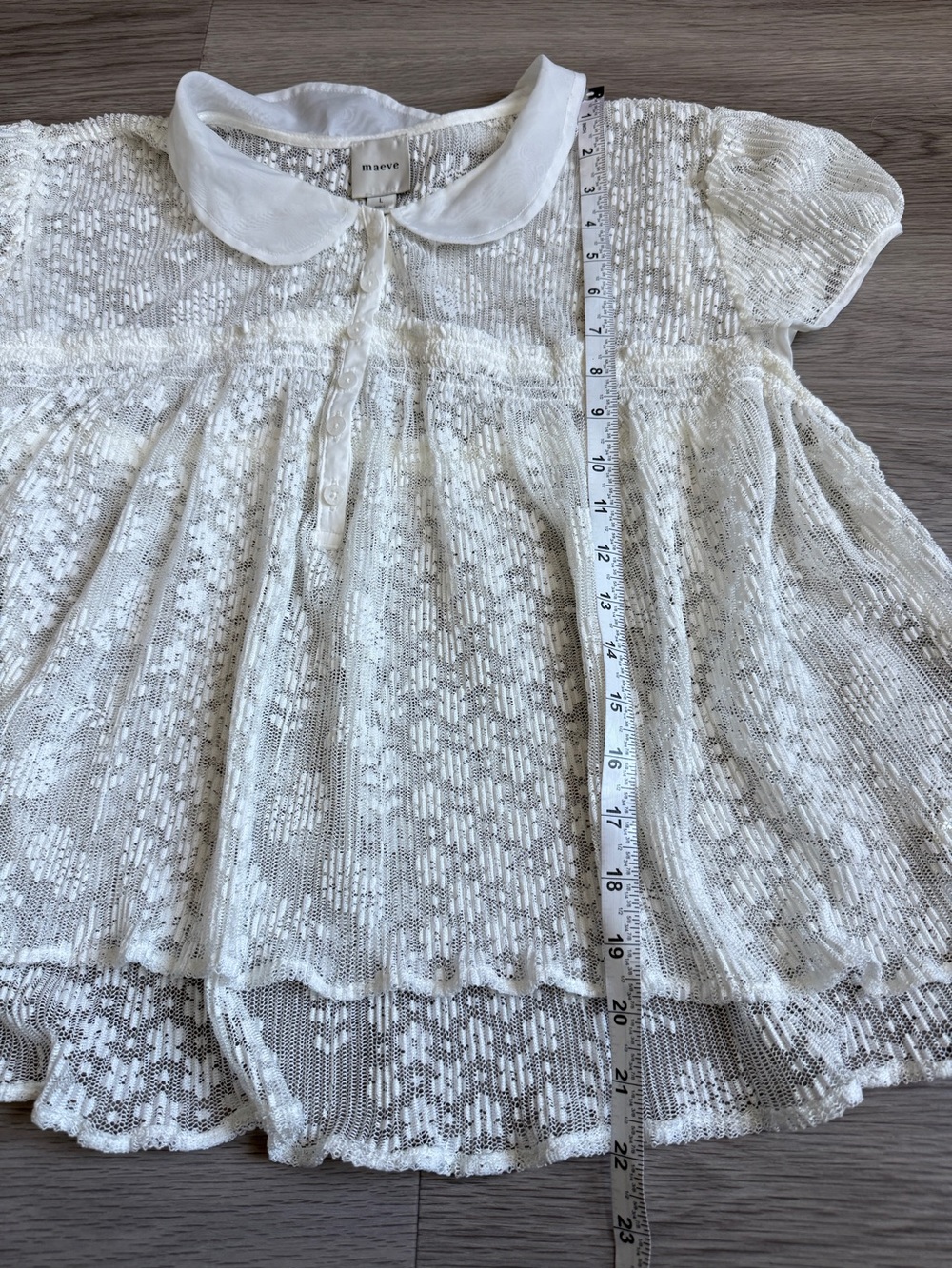 Maeve by Anthropologie Short Sleeve Sheer Lace Babydoll Blouse | Size L - Picture 9 of 9